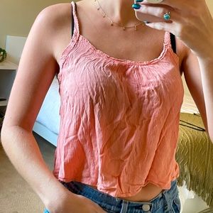 Women’s SM cropped loose flowy tank in peach